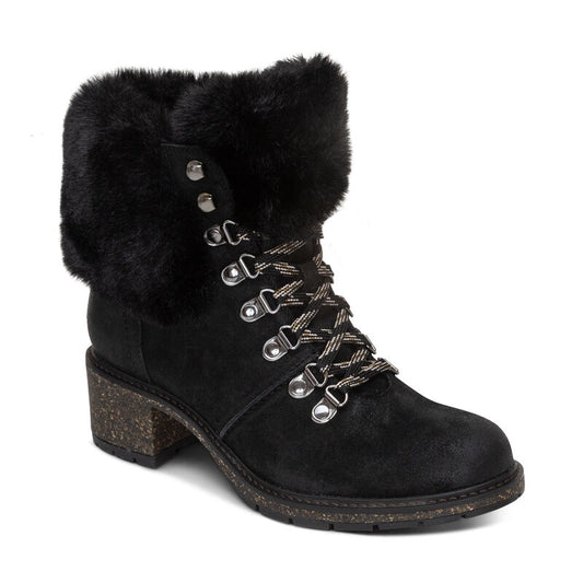 AETREX Women's Brooklyn Fur Lace Boot Waterproof
