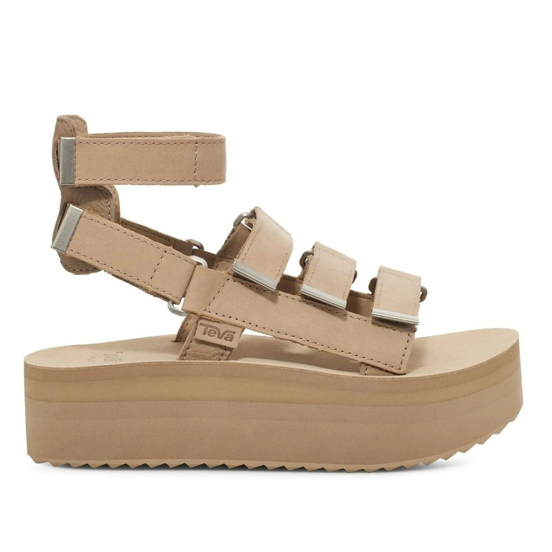 Teva Flatform Mevia Luxe Leather Gladiator with Waterproof Comfort