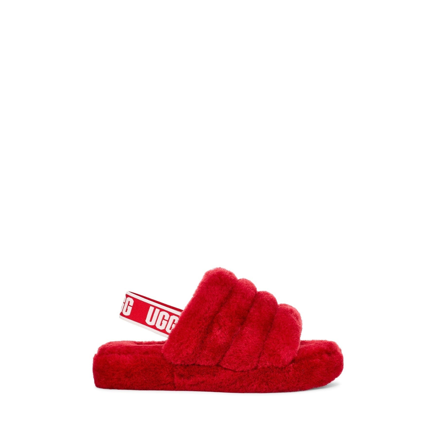 Red ugg fur discount slides