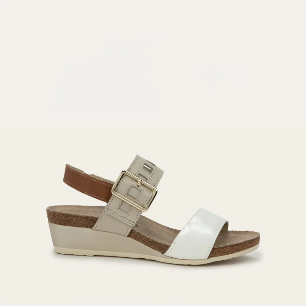 Porcelain Patent Leather Ivory Latte Brown