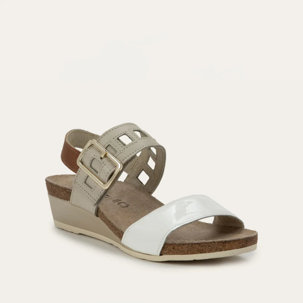 Porcelain Patent Leather Ivory Latte Brown