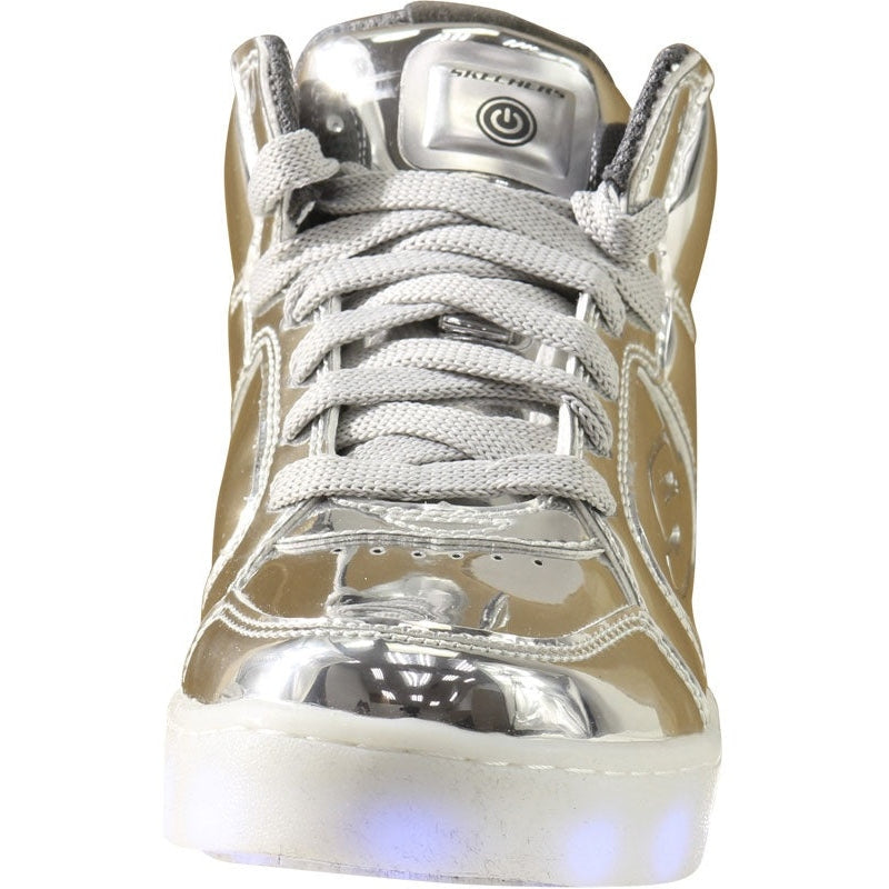 Skechers Kid's Eliptic Energy Lights Silver Hi-Top Sneaker