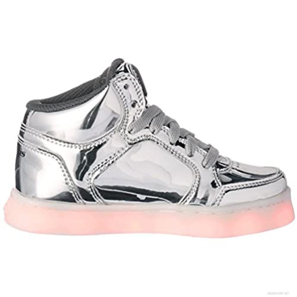 Skechers Kid's Eliptic Energy Lights Silver Hi-Top Sneaker